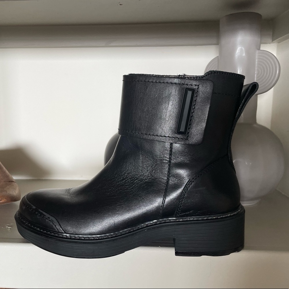 Franco Sarto black leather combat boots